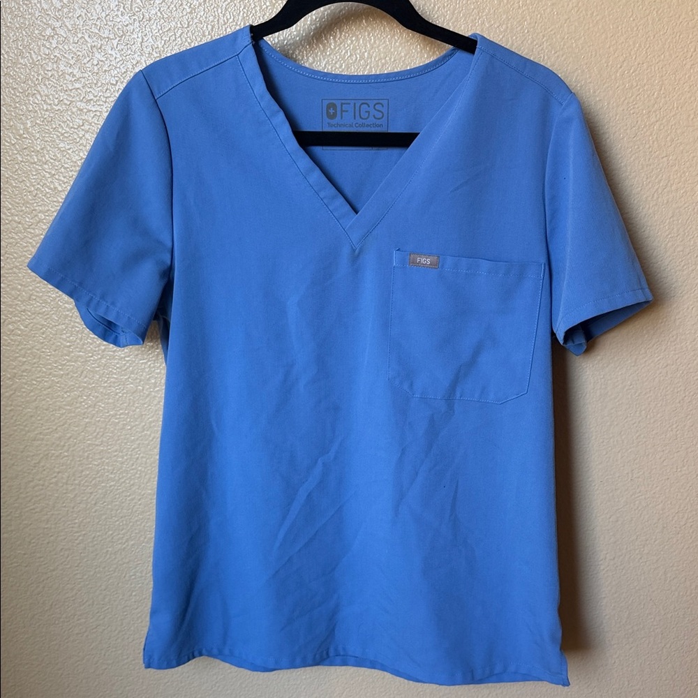Figs Ceil Blue V-Neck Scrub Top